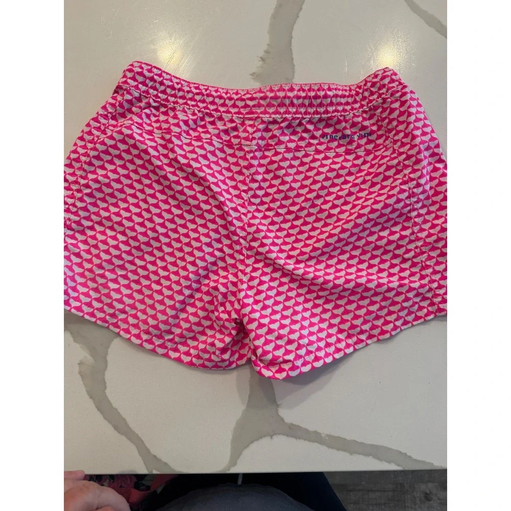 Vineyard Vines Performance Shorts Womens XXS Pink Whale Tail Print Drawstring